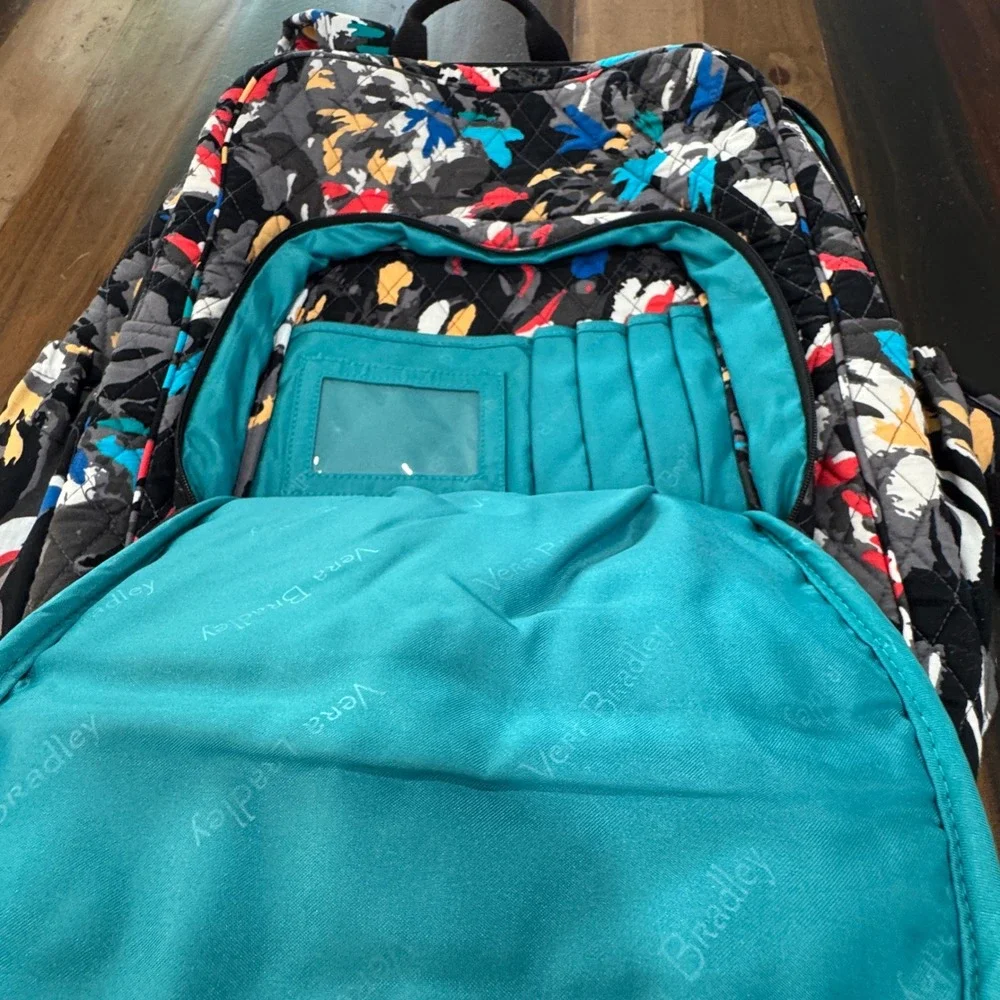 Vera Bradley Painted Feathers Quilted Cotton Backpack Laptop Bag 22376-J17